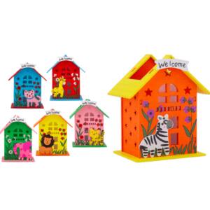 Portalápiz Madera Diseño Casas Animales Colores