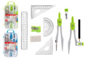 Juego de compases con reglas accesorios