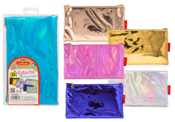 Portatodo 1 cremallera color holográfico