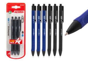 Boligrafo Softpen Retractil Punta 1Mm 6Uds 3Azul+3Negro