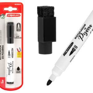 Rotulador Pizarra Negro Tapón Borrador Imantado Punta 2mm