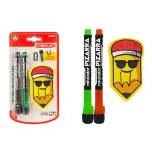 2 Rotuladores Pizarra y Borrador Imán Colores Aleatorio