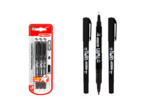 Rotulador Permanente Doble Punta Twin 3Uds Negro