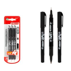 Rotulador Permanente Doble Punta Twin 3Uds Negro
