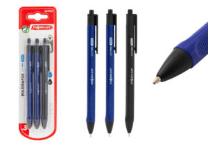 3 Bolígrafos Softpen Punta 1mm 2 Azul y 1 Negro