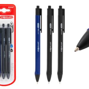 3 Bolígrafos Softpen Punta 1mm 2 Negro y 1 Azul