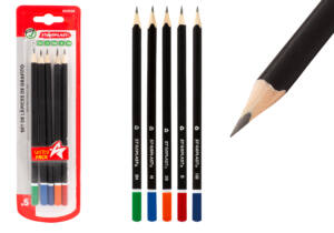 Set 5 Lápices de Grafito Hexagonales 5 Durezas Diferentes