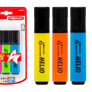 3 Marcadores Flúor Helio Punta Bisel 1-5mm 6 Colores Surtidos