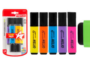 5 Marcadores Flúor Helio Punta Bisel 1-4mm 6 Colores Surtidos