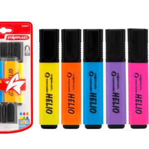 5 Marcadores Flúor Helio Punta Bisel 1-4mm 6 Colores Surtidos