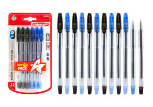 12 Bolígrafos Tinta Gel Punta 0.5mm Color Negro y Azul