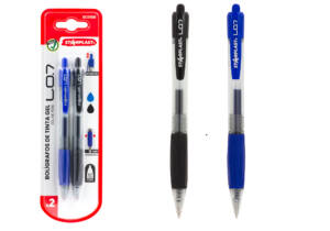 2 Bolígrafos Retráctil Tinta Gel Punta 0.7mm Color Negro y Azul