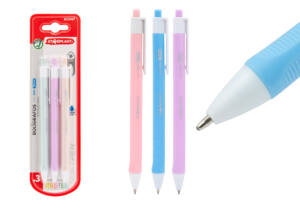 Bolígrafos cuerpo pastel tinta azul punta 1 mm 3 uds