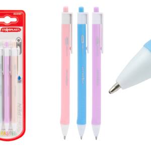 Bolígrafos cuerpo pastel tinta azul punta 1 mm 3 uds