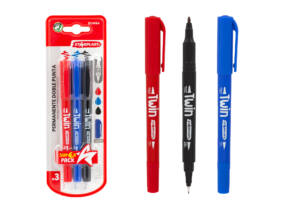 3 Rotuladores Permanentes Doble punta 1-0.4mm Color Negro, Rojo y Azul