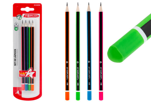 Set de lápices HB cuerpo hexagonal 4U