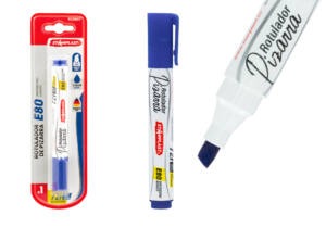 Marcador azul para pizarra blanca E80 punta bisel