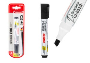 Marcador negro para pizarra blanca E80 punta bisel