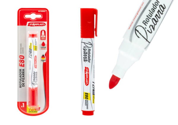 Marcador rojo para pizarra blanca E80 punta redonda