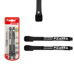 2 Rotuladores Pizarra Negro con Imán y Borrador