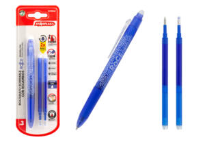 Bolígrafo borrable retráctil 0.7mm Azul con Antideslizante 2 Recambios