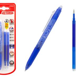 Bolígrafo borrable retráctil 0.7mm Azul con Antideslizante 2 Recambios