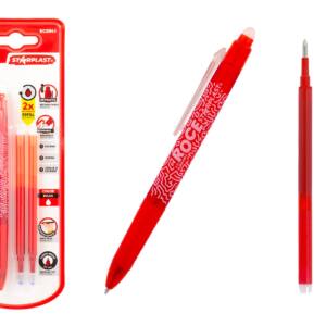 Bolígrafo borrable retráctil 0.7mm Rojo con Antideslizante 2 Recambios