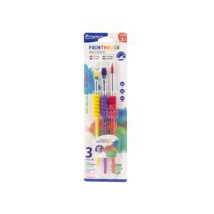 3 Pinceles Infantiles Colores Agarrador +3 años