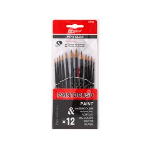 12 Pinceles Artísticos Diferentes Puntas Redondas