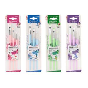 3 Pinceles Cuerpo Pastel Diferentes Puntas