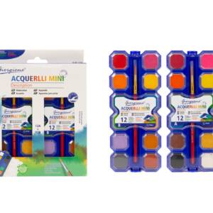 24 Mini Acuarela 2 Pinceles Estuche Plástico