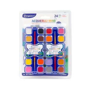 24 Mini Acuarelas 2 Pinceles
