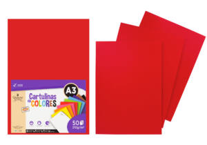 Cartulina A3 210g/m2 50U N40 rojo