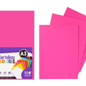 Cartulina A3 210g/m2 50U N52 fucsia claro