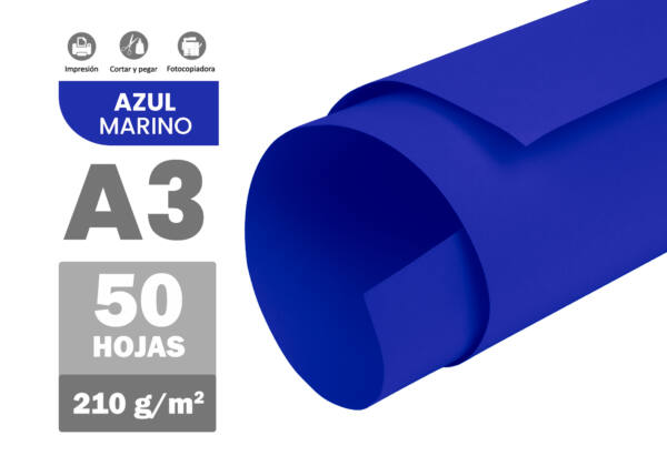 Cartulina A3 210g/m2 50U N70 azul marino