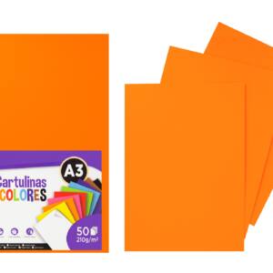 Cartulina A3 210g/m2 50U N30 naranja