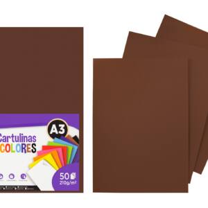 Cartulina A3 210g/m2 50U N90 marrón