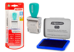 Sello Rotativo con Tampón Tinta Azul Frases