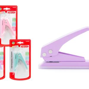 Perforadora 1 Agujero 20 Hojas Extrafuerte Colores Pastel