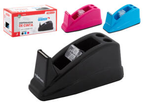 Dispensador de Celo Color Flúor Con Portalápiz y Base Antideslizante