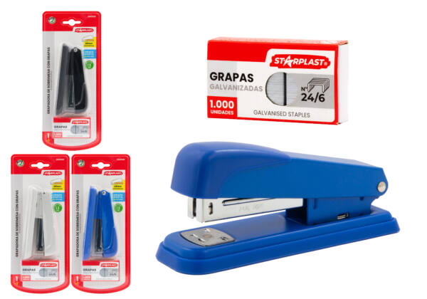 Grapadora Con Grapas 24/6 Colores