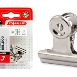 7 Pinzas Metálicas Bulldog 22mm Plateadas