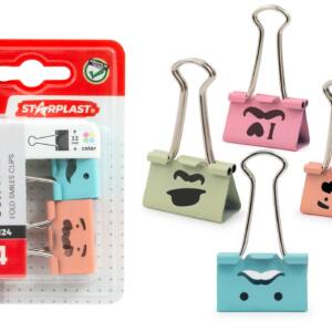 4 Pinzas Metálicas 32mm Colores Pastel Diseño Caras