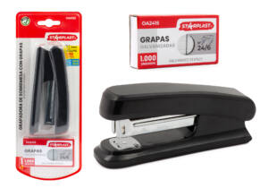 Grapadora Negra y 1000 grapas Galvanizadas 24/6