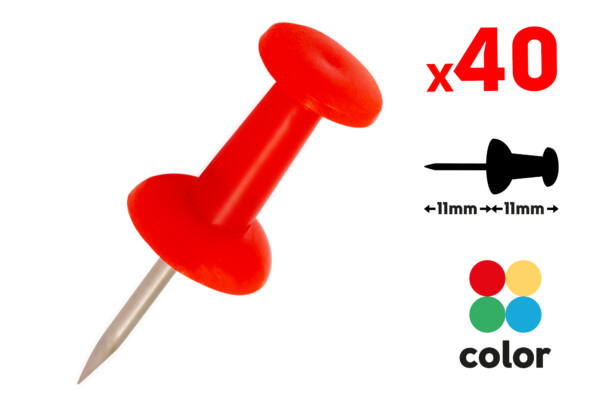 CHINCHETAS PLASTICO DE COLORES 22MM 40PCS