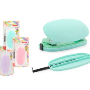 Perforadora 2Agujeros 6mm Depósito y Guía Colores Pastel