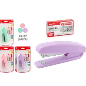 Grapadora 1000Grapas 24/6 Colores Pastel