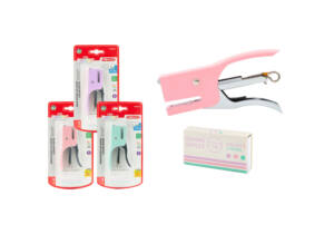 Grapadora Manual Tenaza 1000Grapas Colores Pastel