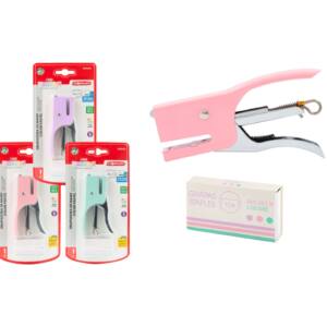 Grapadora Manual Tenaza 1000Grapas Colores Pastel