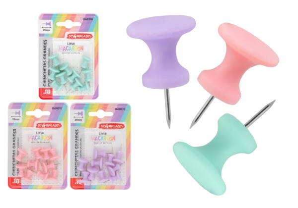 Chinchetas Grandes Palstico De Colores Pastel 25Mm 10Pcs